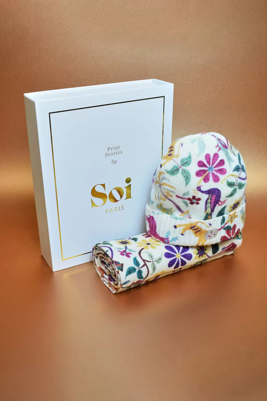 Soi Paris Coffret Bonnet et Echarpe Jaipur IMPRIMÉS Clearance