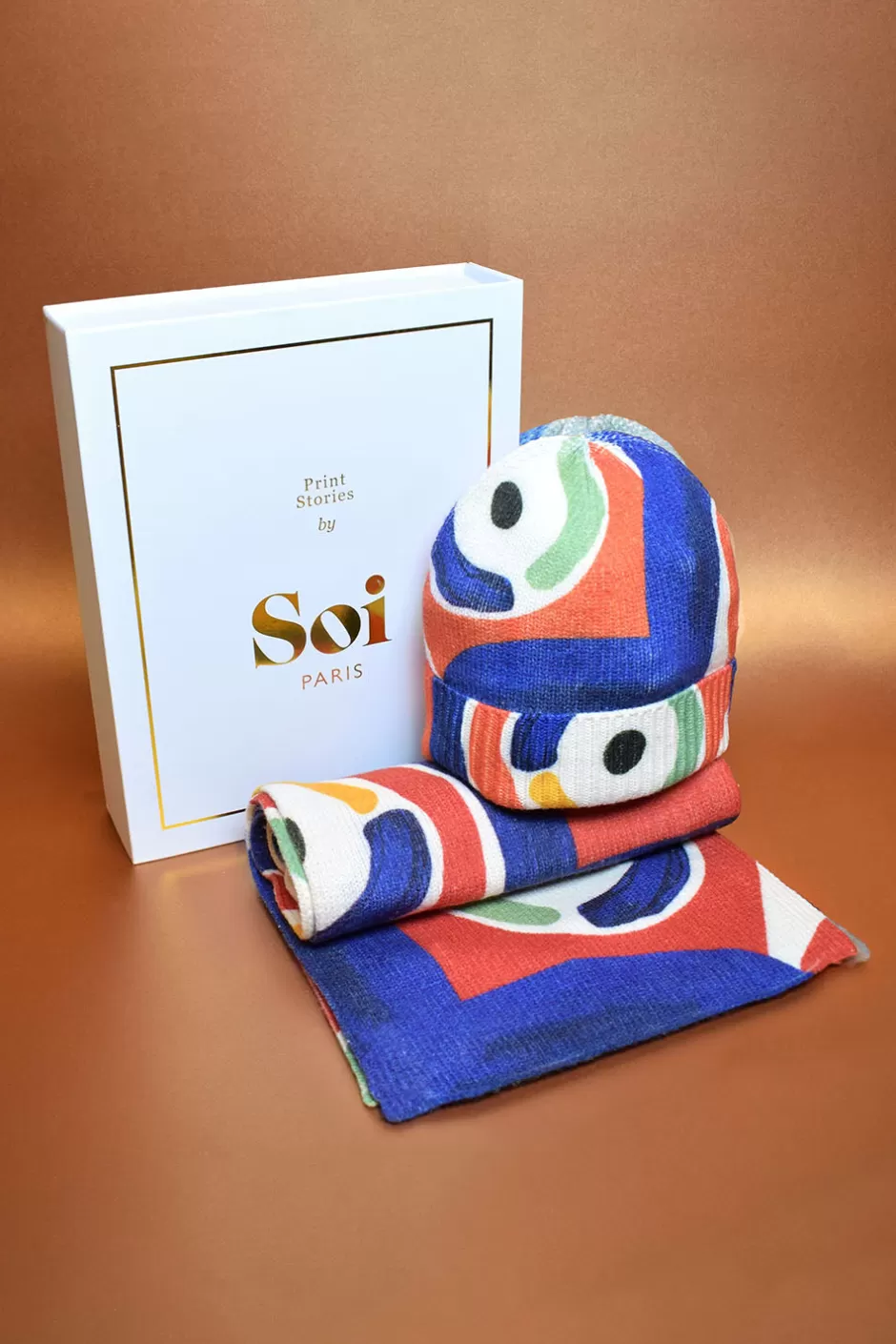 Soi Paris Coffret Bonnet et Echarpe Prunelle IMPRIMÉS Hot